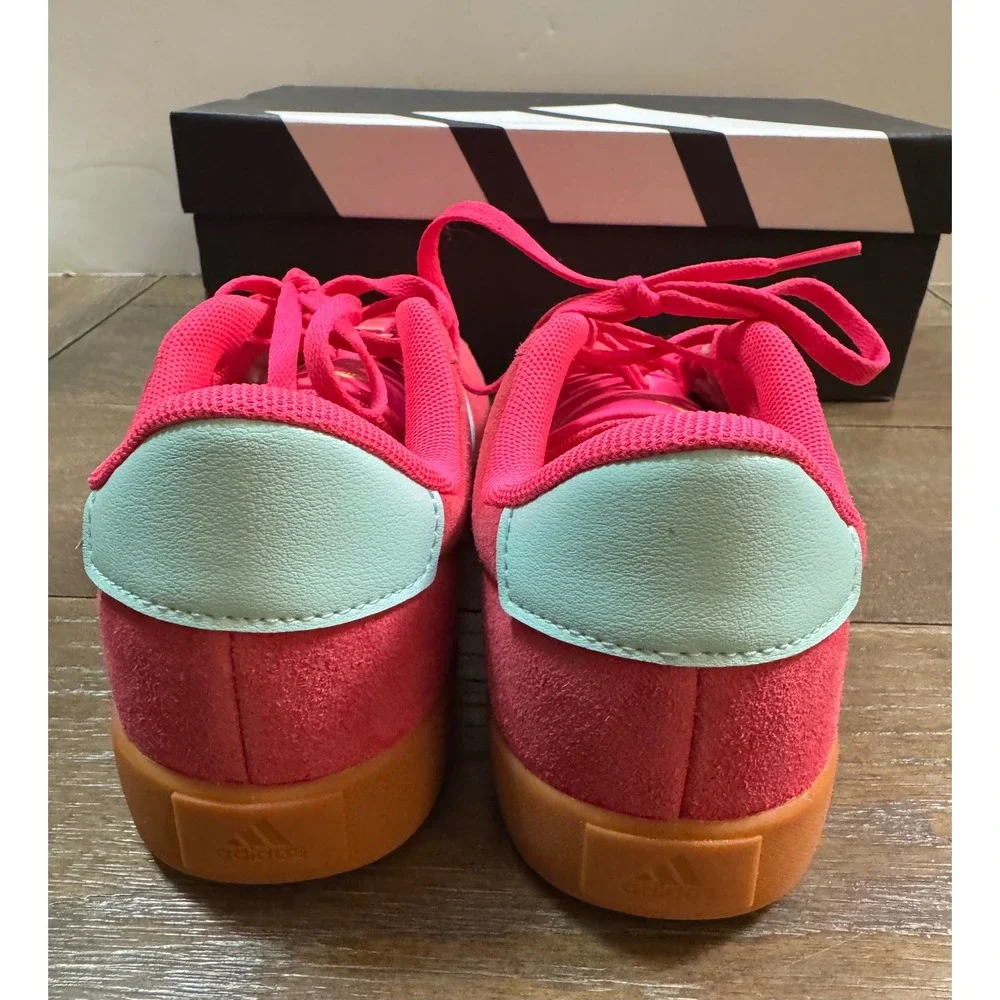 Adidas VL Court 3.0 K Pink Suede Mint Gum Sole Sneakers JS5013 Kids Size 5 US